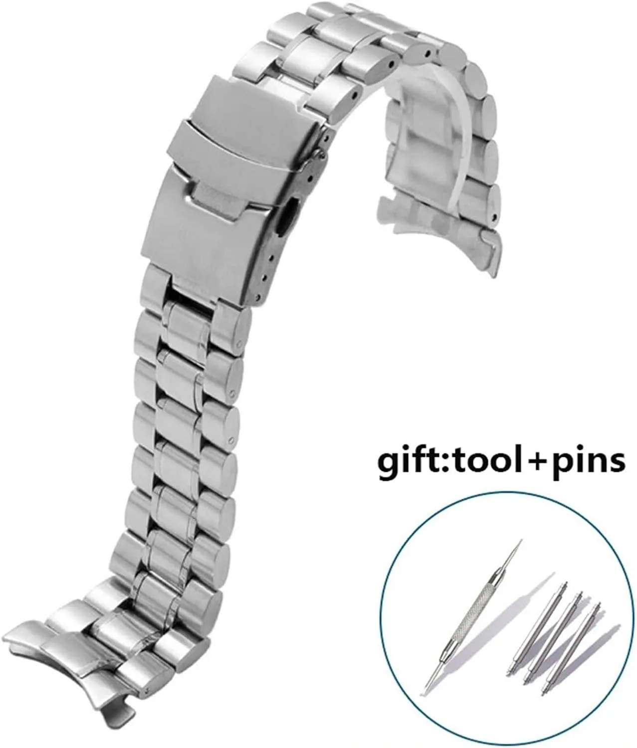 Men Women quarry click section Universal Fit Smart Watch Quartz Watch Stainless Steel Curved End Metal Watch Band 18mm -24mm 