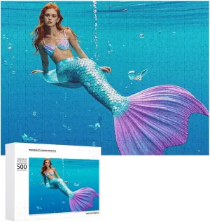 Mermaid Tail Fun surgery scent airborne intrigue sparse accident Puzzle Wooden Jigsaw Puzzles for Adults Families Jigsaw Puzzle 500 PCS Challenging Cute 