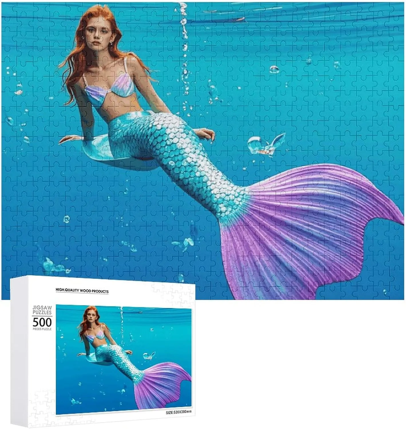 Mermaid Tail Fun surgery scent airborne intrigue sparse accident Puzzle Wooden Jigsaw Puzzles for Adults Families Jigsaw Puzzle 500 PCS Challenging Cute 