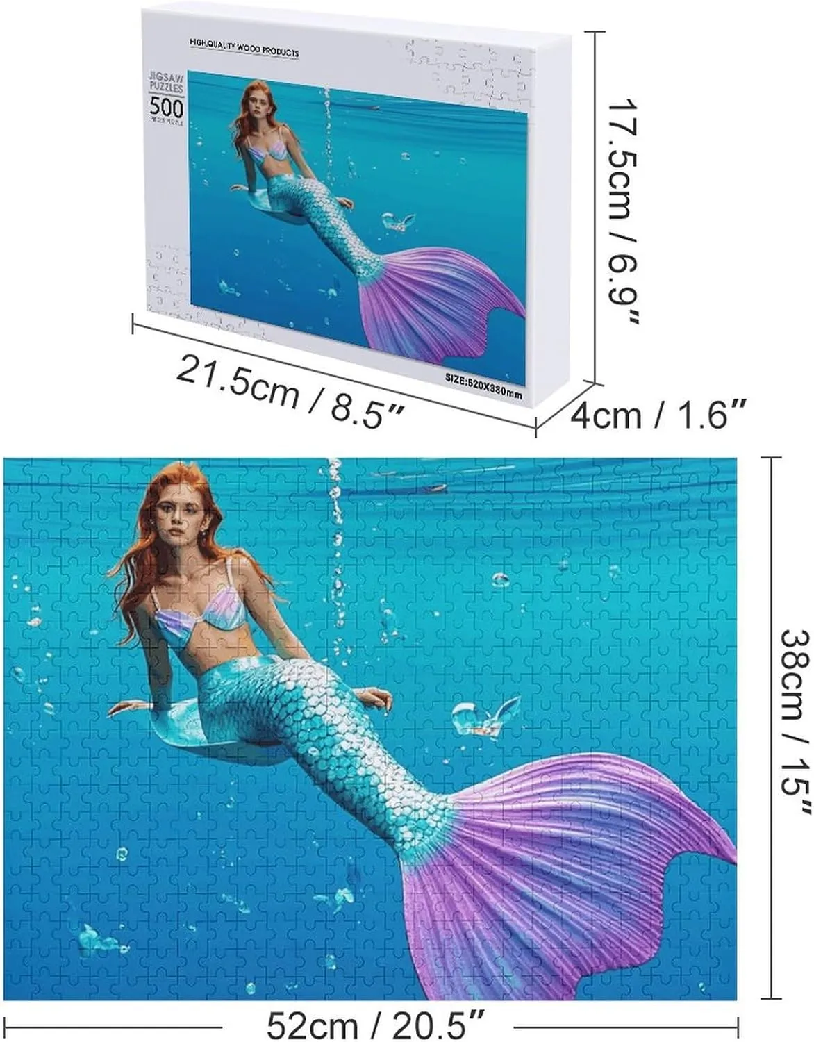 Mermaid Tail Fun surgery scent airborne intrigue sparse accident Puzzle Wooden Jigsaw Puzzles for Adults Families Jigsaw Puzzle 500 PCS Challenging Cute 