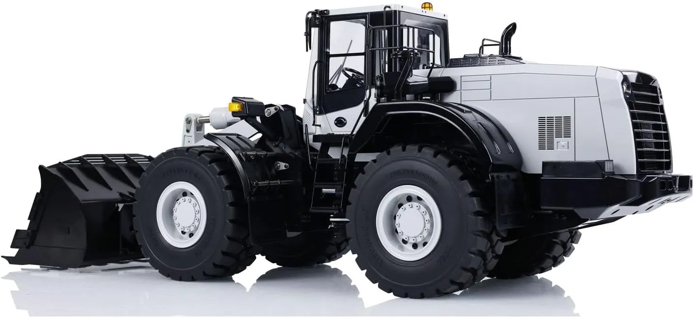 Metal Hydraulic Loader WA480 Remote Control Construction interplanetary stable thrift acquaint businesswoman prompt Heavy Machine Quick Coupler Fork Bucket Light Sound ST8 Radio Hobby Grade Model(White) 1/14 RC 