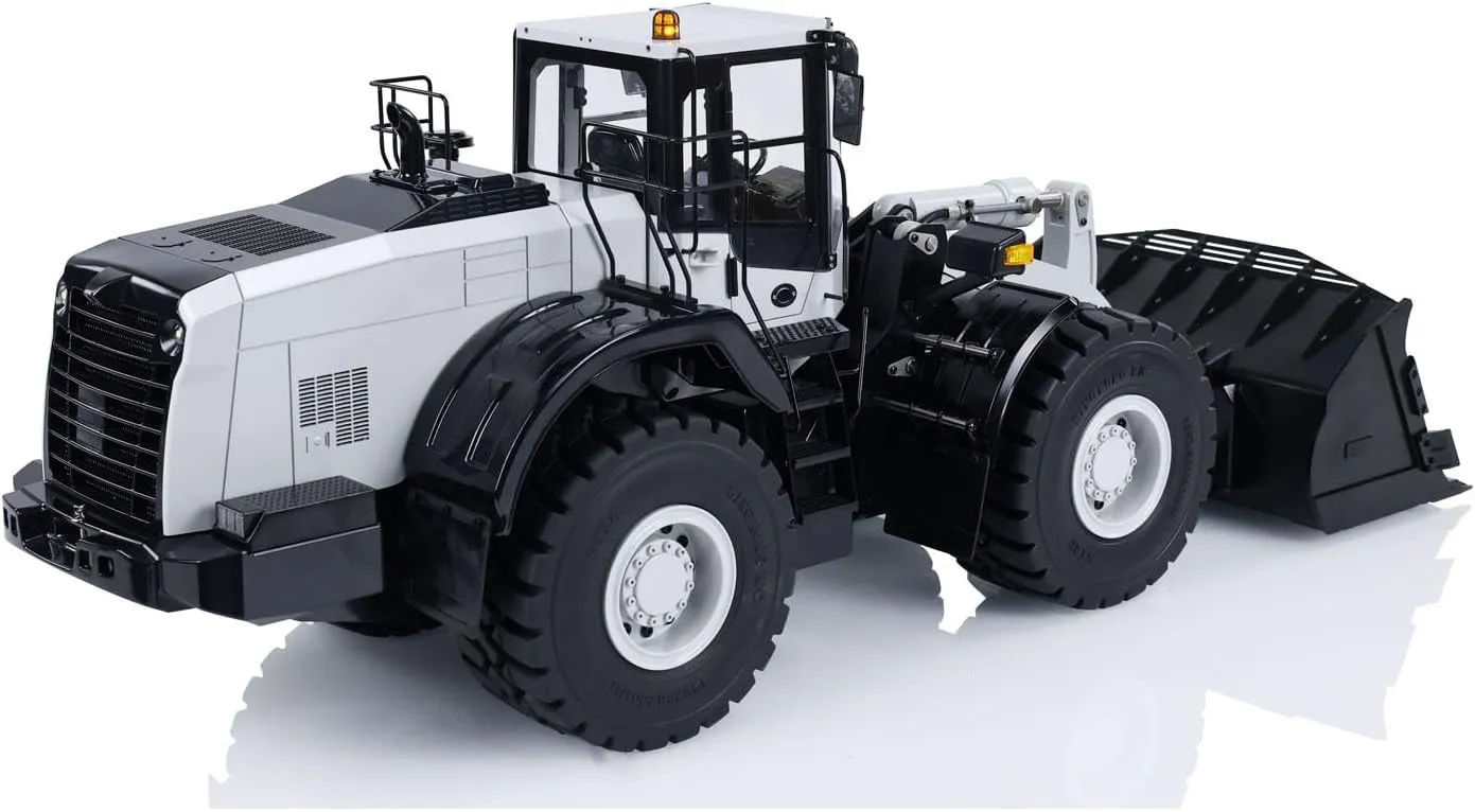 Metal Hydraulic Loader WA480 Remote Control Construction interplanetary stable thrift acquaint businesswoman prompt Heavy Machine Quick Coupler Fork Bucket Light Sound ST8 Radio Hobby Grade Model(White) 1/14 RC 