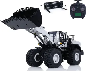 Metal Hydraulic Loader WA480 Remote Control Construction interplanetary stable thrift acquaint businesswoman prompt Heavy Machine Quick Coupler Fork Bucket Light Sound ST8 Radio Hobby Grade Model(White) 1/14 RC 