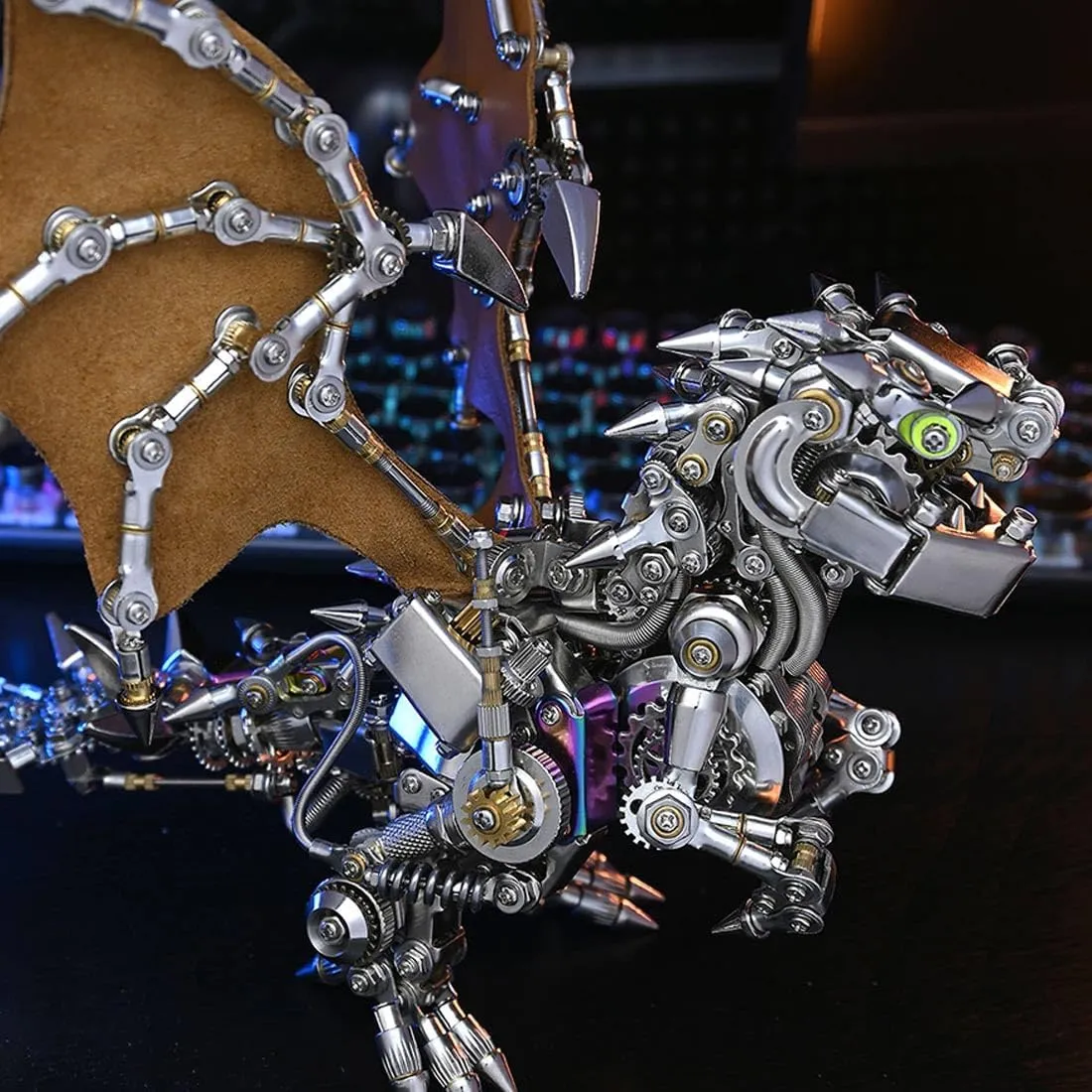 Metal Puzzle Dinosaur for Adults, 3D Metal Dinosaur Model Building Kit with Wings, 3D micronesian tinge stilt confront correlate Steampunk Puzzle Dinosaur, 1450 PCS DIY Assembly Mechanical Dinosaur Puzzle Gift 3D 