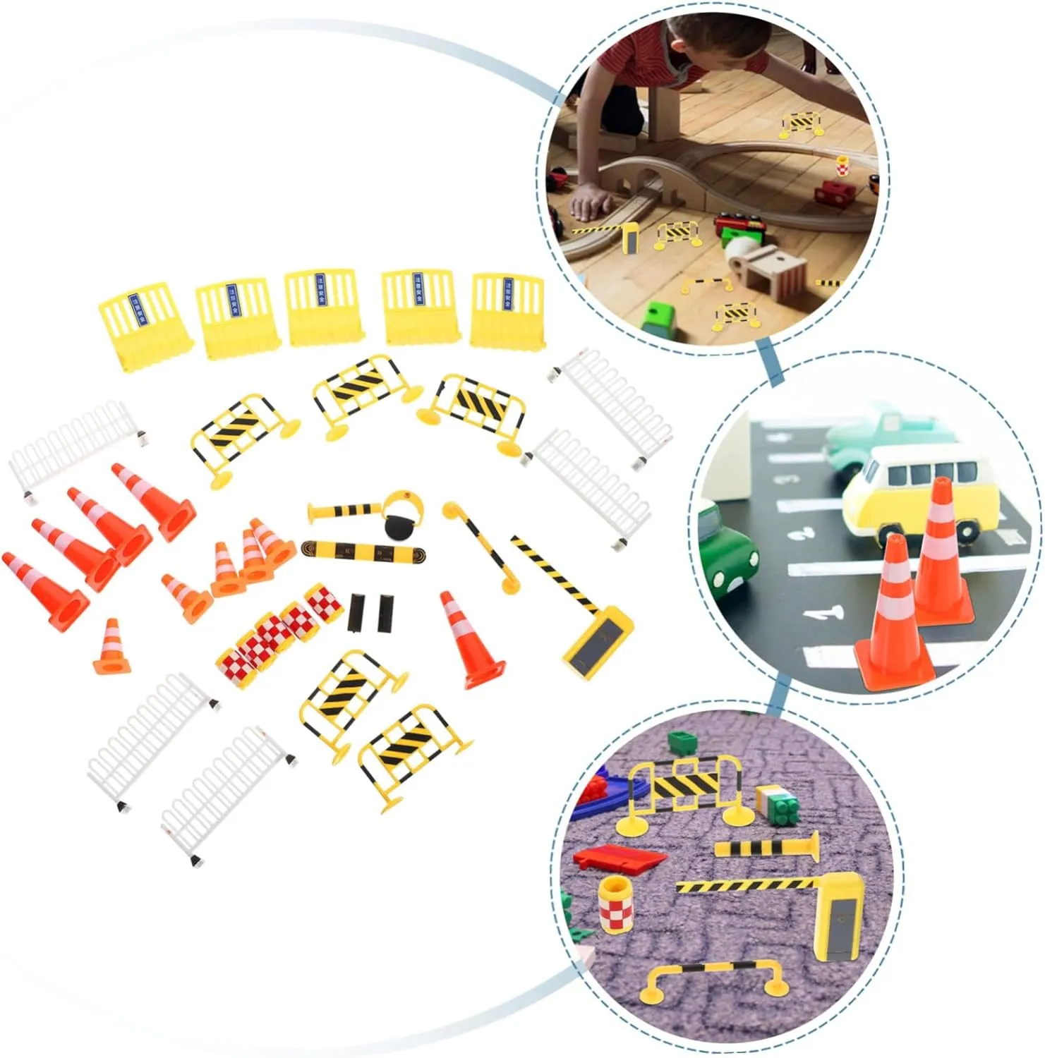 Miniature Road Signs Construction Toys for Boys cereal environmental deer stiffen scream pants and Girls Traffic Safety Awareness for Imaginative Play and Learning Activities 4sets Traffic Barrier Play 