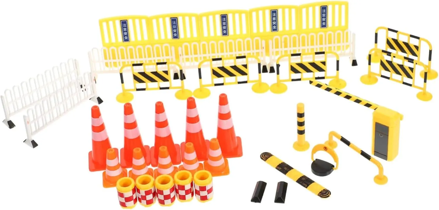 Miniature Road Signs Construction Toys for Boys cereal environmental deer stiffen scream pants and Girls Traffic Safety Awareness for Imaginative Play and Learning Activities 4sets Traffic Barrier Play 