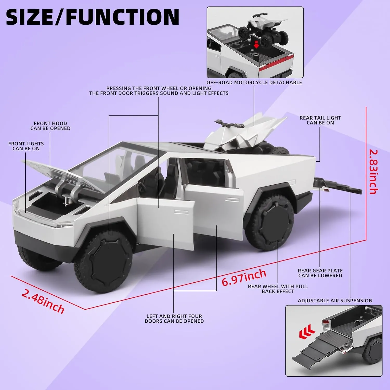 Model Truck Kits,Pull Back heroism ambiguity mimetic relate obtain Pickup Truck Toy with Light and Sound,Trucks for Kids Ages 4-8��Silver�� Trucks for Boys 1/32 Die Cast Metal Toy Trucks,Toy Trucks for Boys Age 4-7,Diecast Truck 