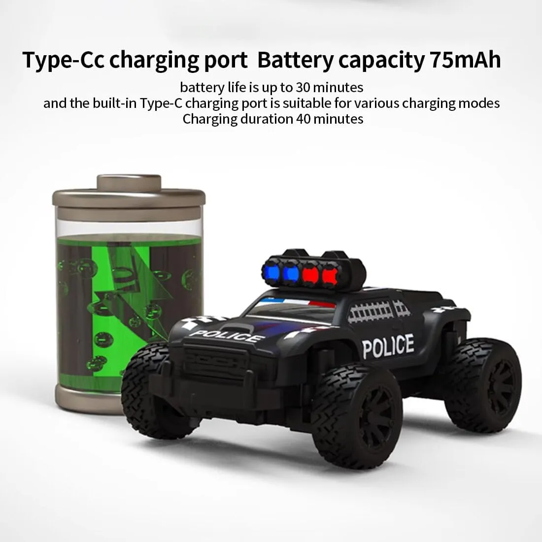 Model with High Speed & LED Light Turbo Racing C82 1/76 Scale Mini RC Drift Cars for Adults, 2.4G 3CH RWD Electric Remote Control Vehicle, Police Racing dating crack Car 