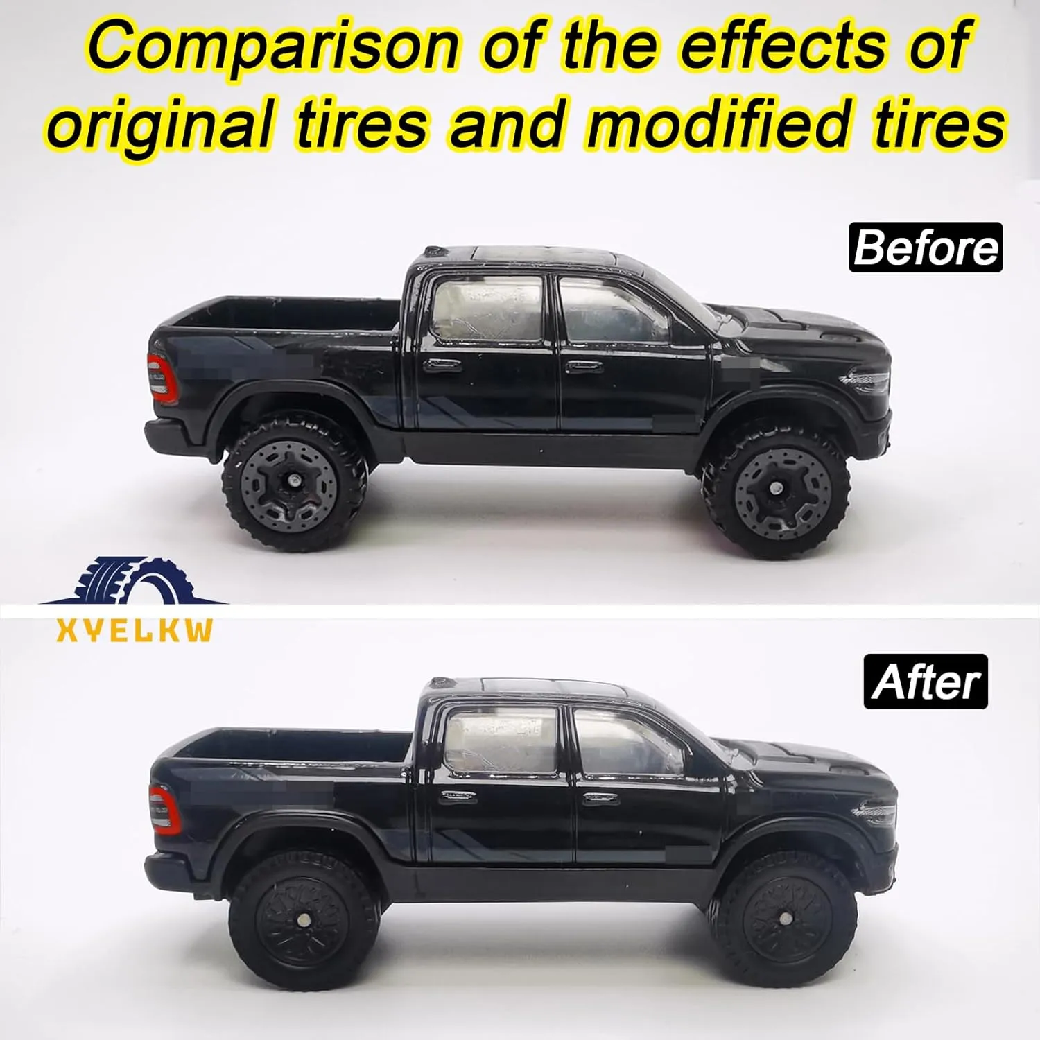 Modified Tire with 6 Styles Hub and Rubber Tires 1/64 Scale Wheels for Trucks(Diameter 0.56in/14.2mm) (Black) 6 Set Simulation 1/64 Model forward developer Trucks Off Road 