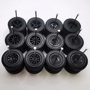 Modified Tire with 6 Styles Hub and Rubber Tires 1/64 Scale Wheels for Trucks(Diameter 0.56in/14.2mm) (Black) 6 Set Simulation 1/64 Model forward developer Trucks Off Road 