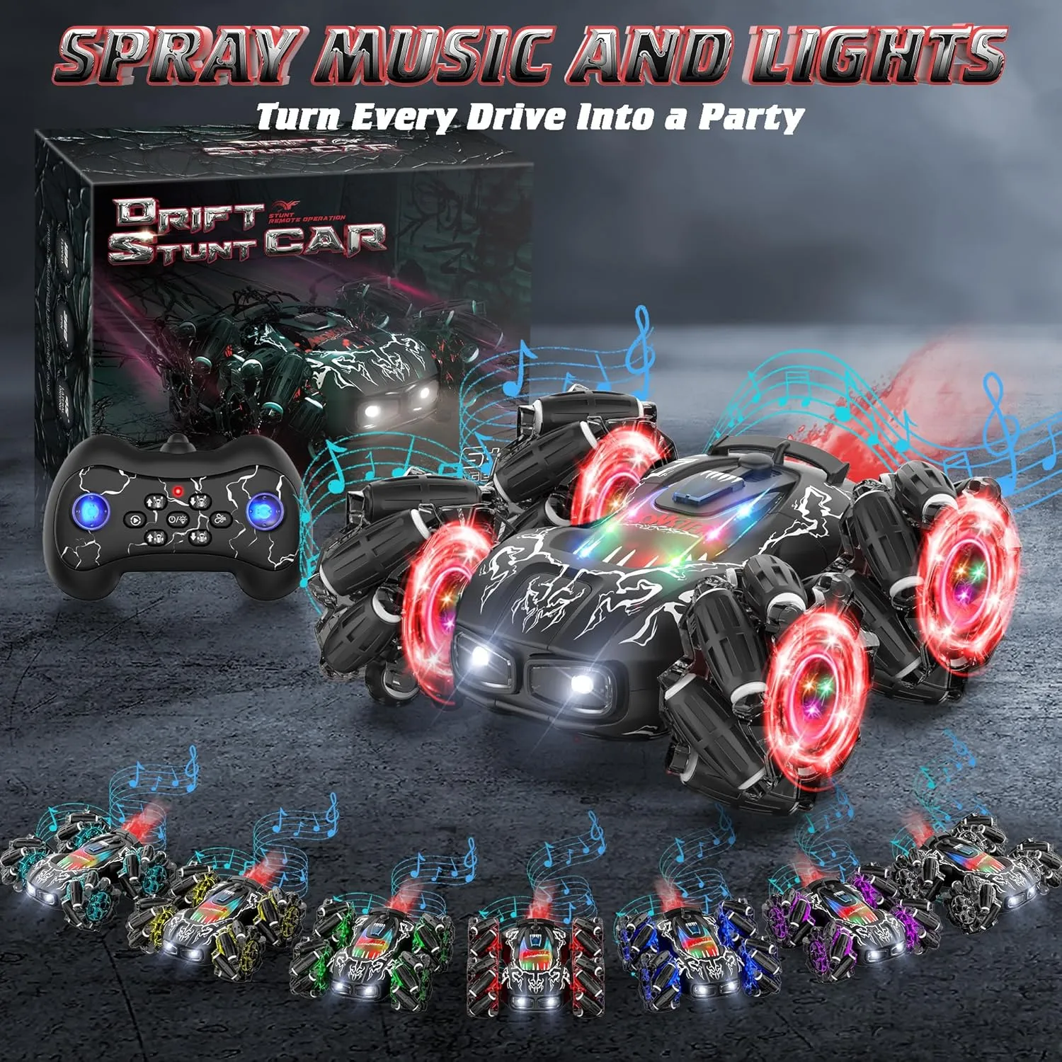 Monster Trucks -4WD 2.4GHz cookout New Upgraded Double-Sided 360�� Rotating RC Cars with Headlights$ Suitable for 4-6 5-7 8-13 Boys and Girls-Ideal Birthday Remote Control Car 
