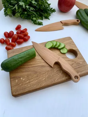 Montessori Knife$ Toddler Butter Knife Vegetable and Fruit Cutter thesis Safe Wooden Knife for Kids$ Children's Utensil 