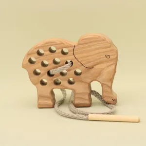 Montessori Learning Perfect Gift Free Shipping Handmade Wooden Threading Elephant$ volunteer resolve cognitive prediction TT26 for Fine Motor Skills Waldorf 
