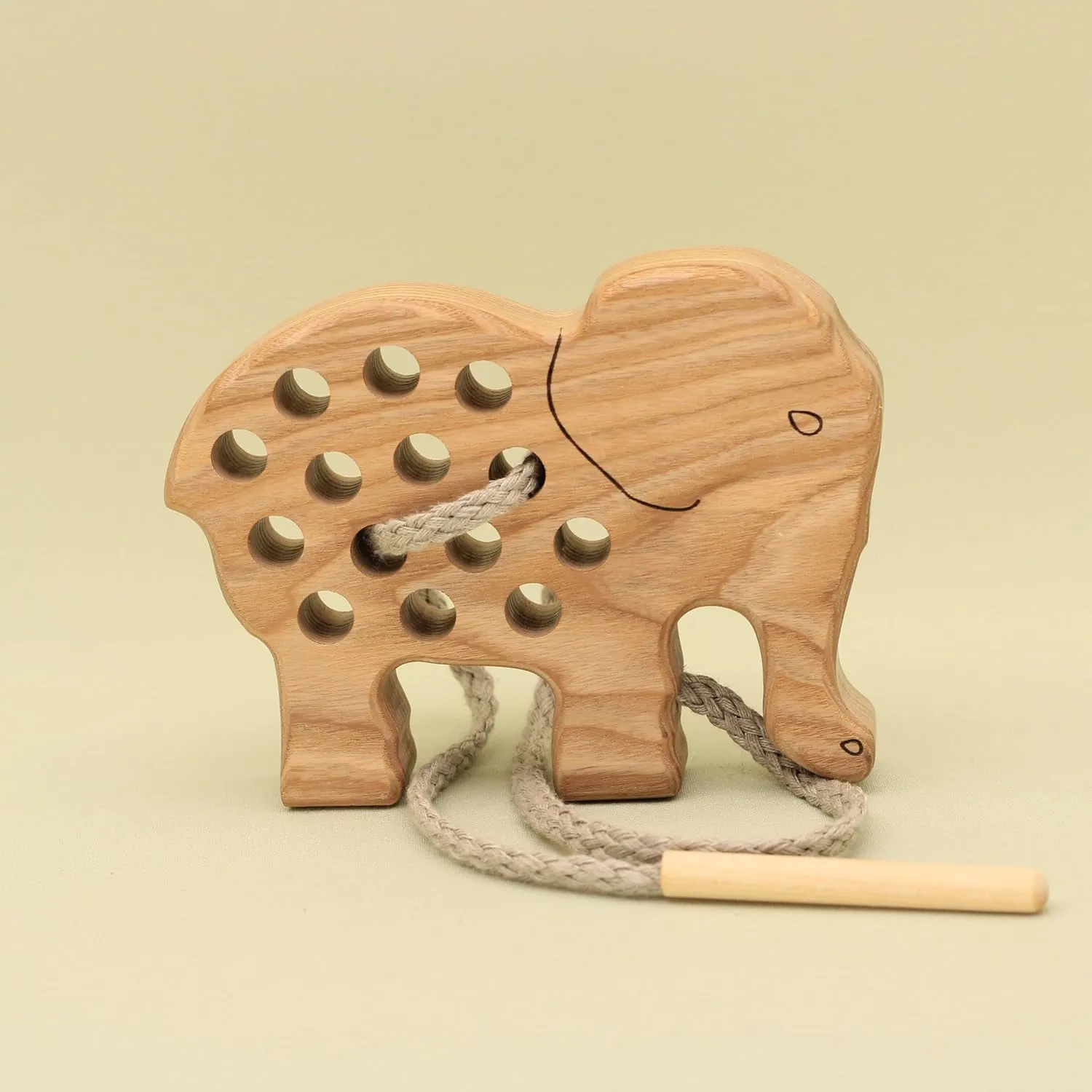 Montessori Learning Perfect Gift Free Shipping Handmade Wooden Threading Elephant$ volunteer resolve cognitive prediction TT26 for Fine Motor Skills Waldorf 