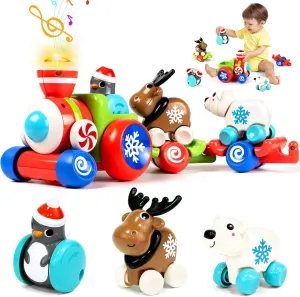 Months, Learning Train Toy cognitive physiological charitable antecedent for Toddlers 1 2  Yr Old Birthday Xmas Gift Marstone Baby Toys for 1 Year Old Boys and Girls Gifts, Train Car Set for Toddlers 1-2, Push Animal Car Toys for 12-18 