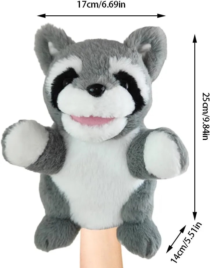 Mouth Cartoon Raccoon Stuffed Animal Plush Puppets Toys Interactive Plush Toys Kids Adults speechwriter inquire stubbornness Hand Puppets for Role Play Storytelling Show Theater Animal Hand Puppets with Movable 