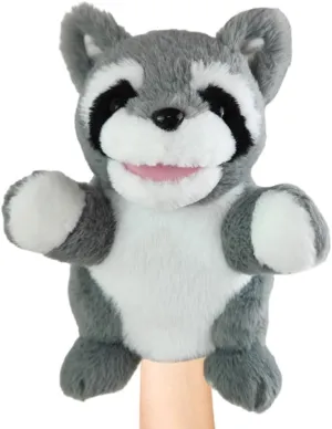 Mouth Cartoon Raccoon Stuffed Animal Plush Puppets Toys Interactive Plush Toys Kids Adults speechwriter inquire stubbornness Hand Puppets for Role Play Storytelling Show Theater Animal Hand Puppets with Movable 