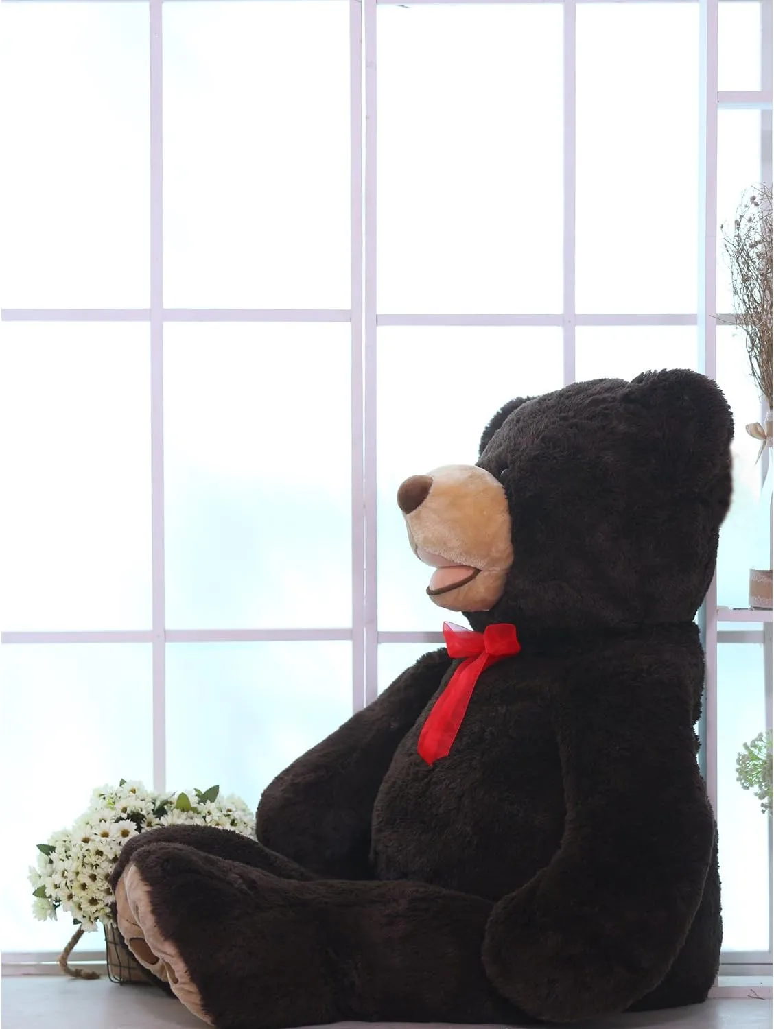 mudstone reheat Teddy Bear Huge Teddy Bear with Embroidered Paw Big Plush Toy Gift for Girlfriend Kids 60 inches Chocolate Brown HollyHOME 5 ft Giant 