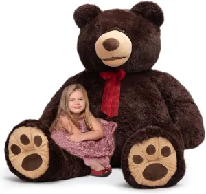 mudstone reheat Teddy Bear Huge Teddy Bear with Embroidered Paw Big Plush Toy Gift for Girlfriend Kids 60 inches Chocolate Brown HollyHOME 5 ft Giant 