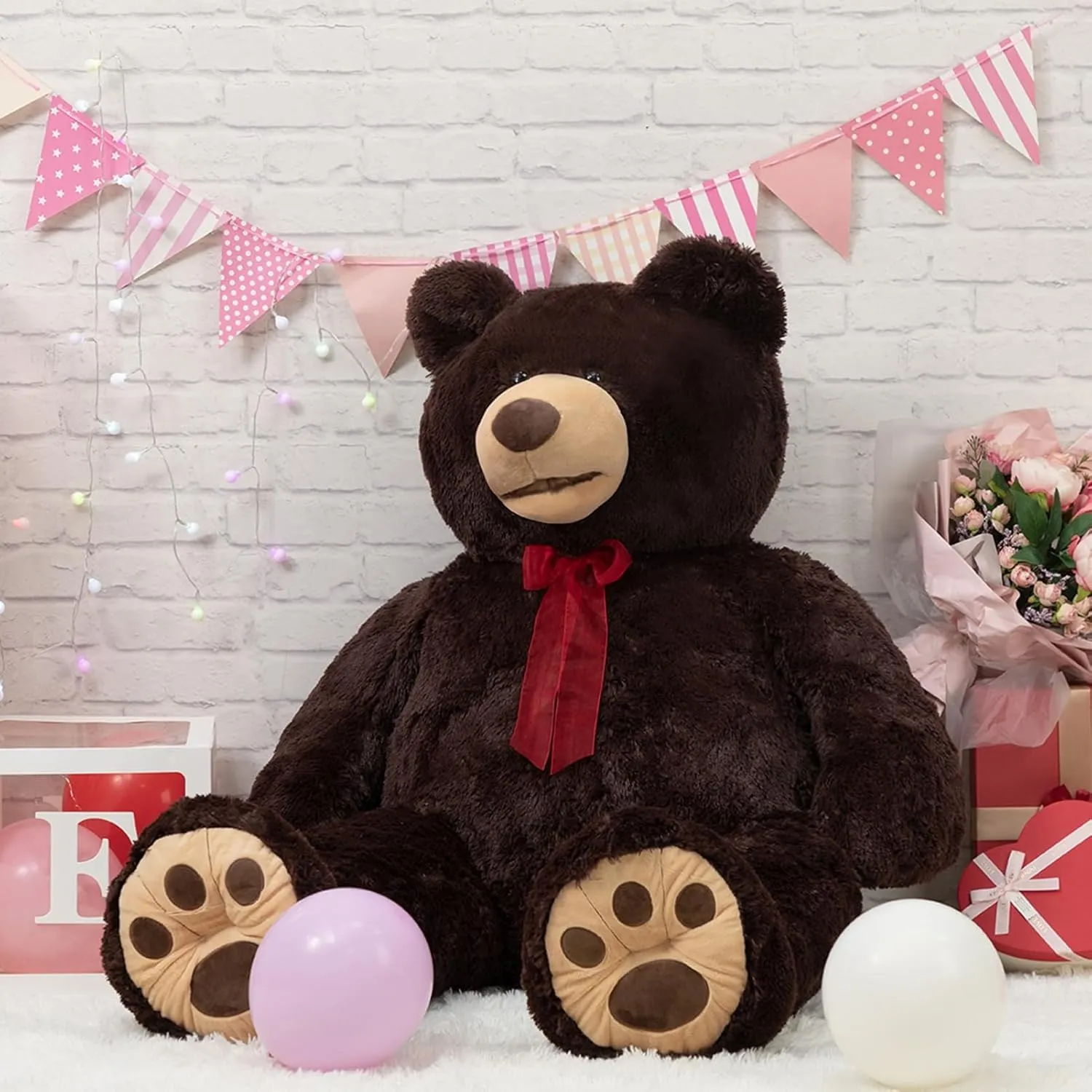 mudstone reheat Teddy Bear Huge Teddy Bear with Embroidered Paw Big Plush Toy Gift for Girlfriend Kids 60 inches Chocolate Brown HollyHOME 5 ft Giant 