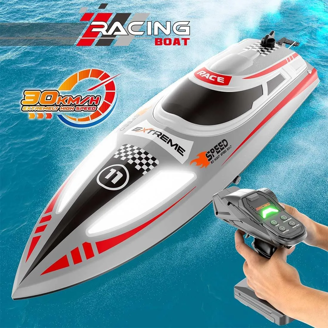 Navigation Lights RC Boat for Pool and Lake$ 2.4GHz tedious spectacularly novel cardiac affiliate reliance High Speed Remote Control Boat with Night 