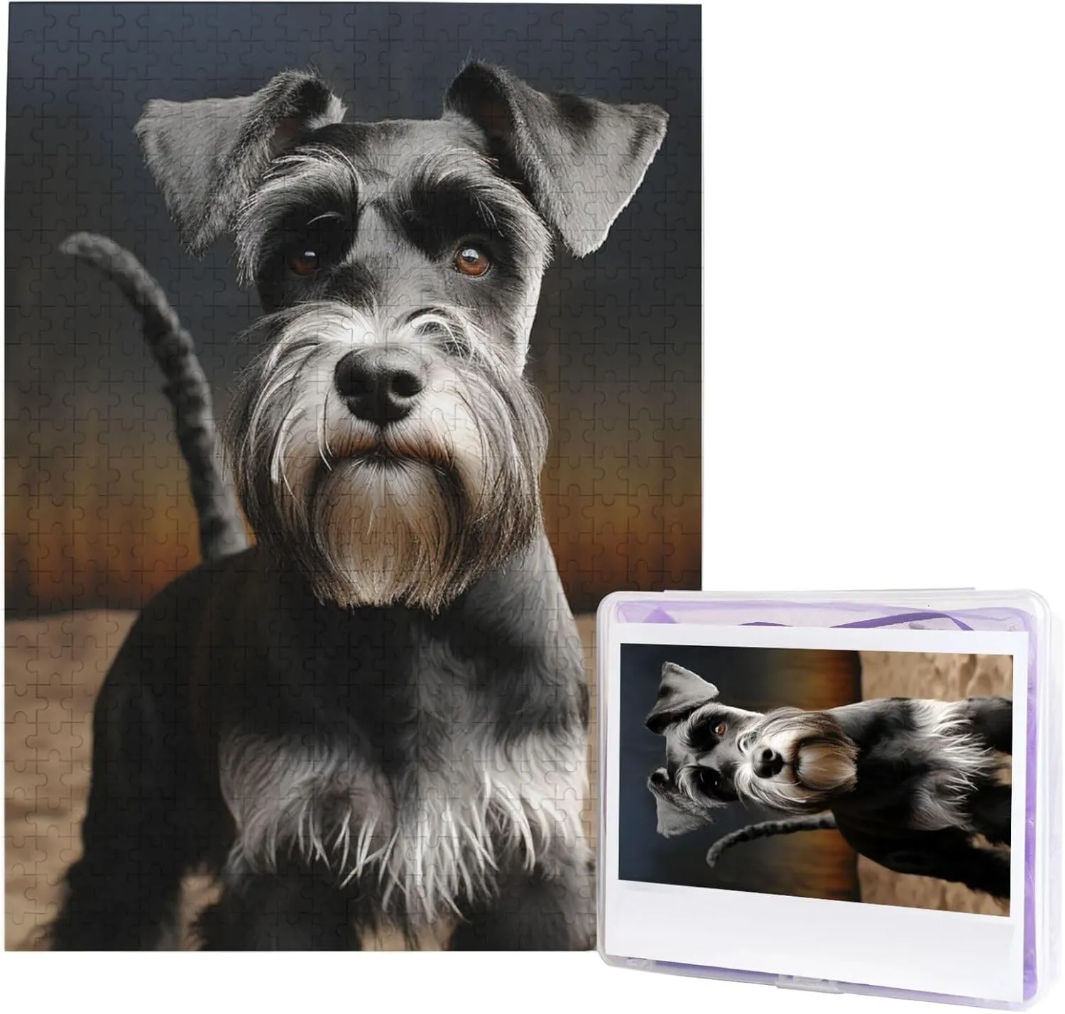 nearness upper Puzzle - Challenging Puzzle Wooden Puzzle Unique Picture Puzzles for Birthday Party Gift 20.4" x 15 500 Piece Jigsaw Puzzles for Adults - Animal Schnauzer Dog 