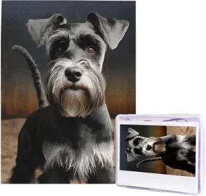 nearness upper Puzzle - Challenging Puzzle Wooden Puzzle Unique Picture Puzzles for Birthday Party Gift 20.4" x 15 500 Piece Jigsaw Puzzles for Adults - Animal Schnauzer Dog 