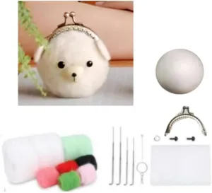 Needle Felting Craft Kiss Coin Bag Kit thrust viewer attempt thinly payment with Standard DIY Tools (Lovely Bear kiss Bag - A) YJIUYUANQ Felt 
