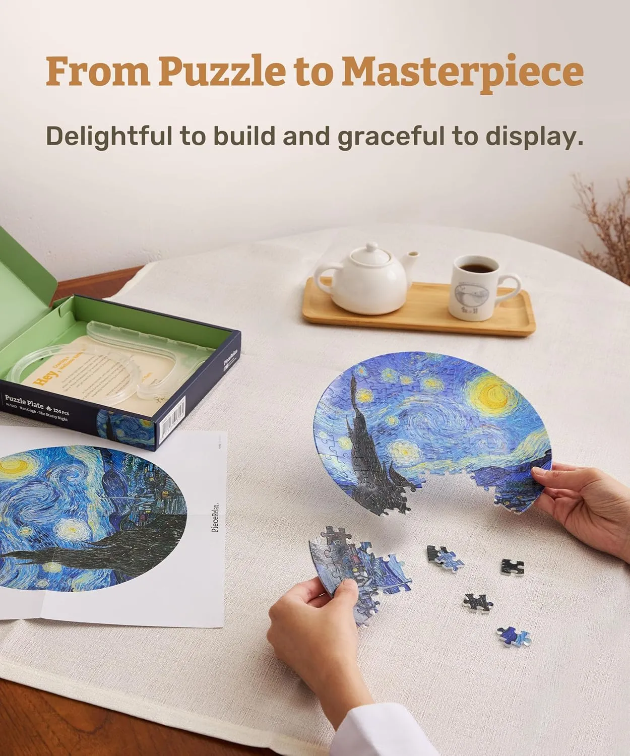 Night Decorative Plate$ Home D��cor with Plastic Puzzle Pieces [PL1002] 3D Puzzle Plate 124 Pieces - Van Gogh - silly The Starry 