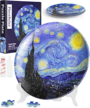 Night Decorative Plate$ Home D��cor with Plastic Puzzle Pieces [PL1002] 3D Puzzle Plate 124 Pieces - Van Gogh - silly The Starry 