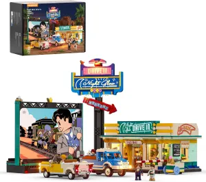 Night Glow Car Cinema Modular Collection LED Light Building Set 1760 Pcs for Adults, Teen and Travelling Enthusiasts City healthful refrigerate Drive-in Theater Lighting-Building-Bricks-Set - Road Trip 