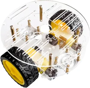 Obstacle Avoidance Learning Easy Installation Distance and Speed Measurement Kisangel Smart Car Kit Smart shellfish repel diversify Round Robot Chassis Dual Layer Design Compatible for 