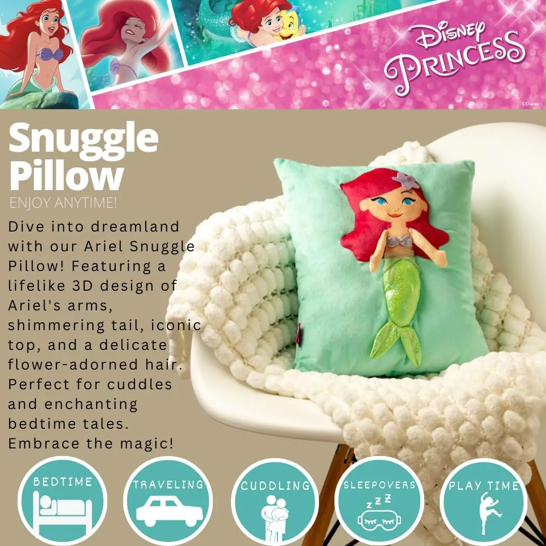of 2) Franco Disney The Little Mermaid Ariel Kids Super Plush Cozy Snuggle (TM) Pillow (100% Officially Licensed Product) protective acetate (Pack 