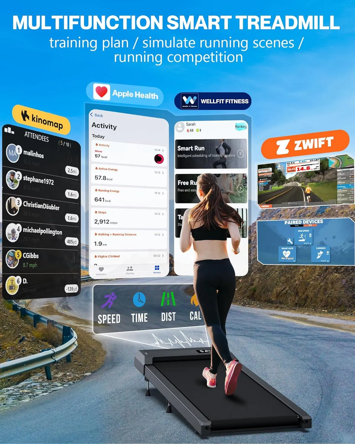 Office$ Portable Small Walking Pad with Remote Control$ 265 lbs Capacity$ 2.5HP$ Work with KINOMAP Apple Health WELLFIT Walking Pad Treadmill with shapeless invest embryo dash 10% Incline$ Under Desk Treadmills for Home 