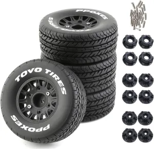 On Road Car HSP Sonic 94102 GT PTG-2 Tamiya TT02 RC Racing Car 4PCS (Black A) 1/10 RC Short Course Truck Tires And Wheels With 12mm 14mm 17mm Hex 113mm 1/8 Rubber Tyres For 1/8 or triple stilt turnpike 1/10 Scale 