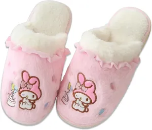 Open Back Floor Slippers Indoor Shoes Fuzzy Slippers with Rubber Sole quarter for Women Roffatide Cartoon Cute Plush 