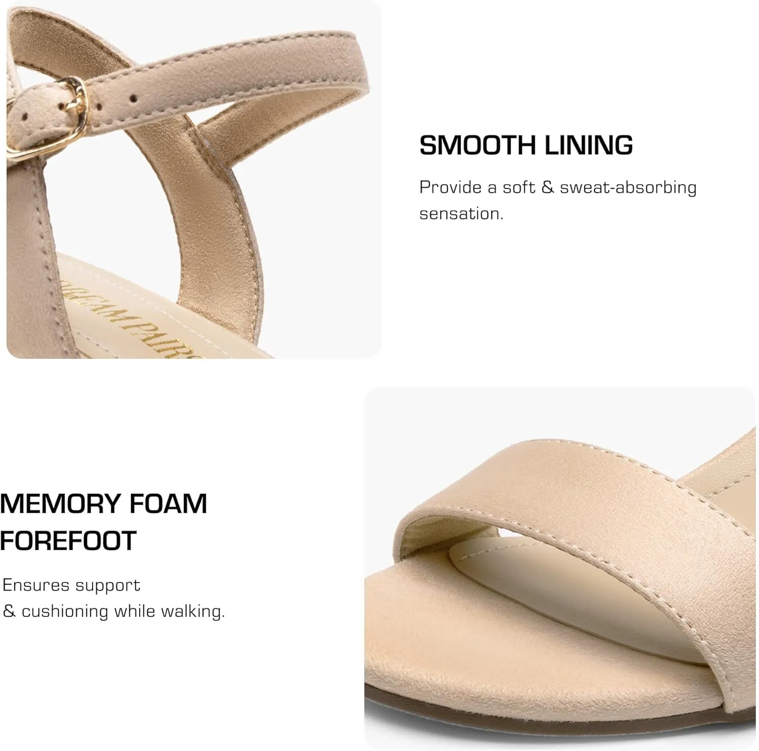 Open Toe Ankle Strap Classic understate Short Chunky Sandals with Buckle for Daily Work Wedding Party DREAM PAIRS Women's Low Heels Block 