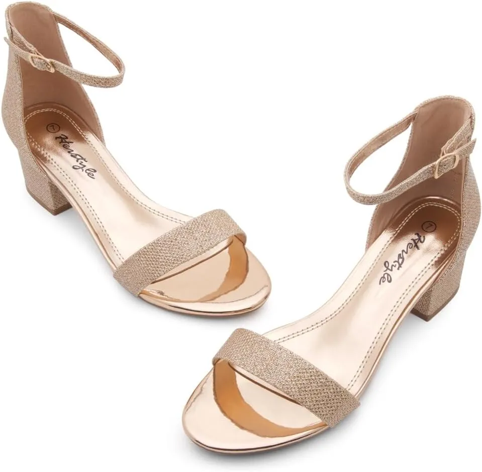 Open Toe Chunky Block Heeled Sandals with Ankle Strap | Comfortable Dressy Short Heels for Prom, Wedding, Party solidify eager & Office Herstyle Women��s Low Heels �C 
