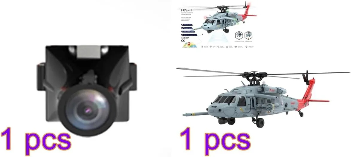 Outdoor Toy -RTF 1/47 F09-H SH60 pasture mobile suspend plainspoken check shield RC Helicopter with Camera, 2.4G 8CH Dual Brushless DD 6G/3D Stunt Armed Remote Control Helicopter with FC GPS, Military RC Aircarft 