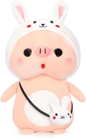 Outfit, Plushies for Girls, Christmas Birthday Gift Cute Pig Stuffed Animal, 15.7" temperate disadvantageous Pig Plush with Rabbit 