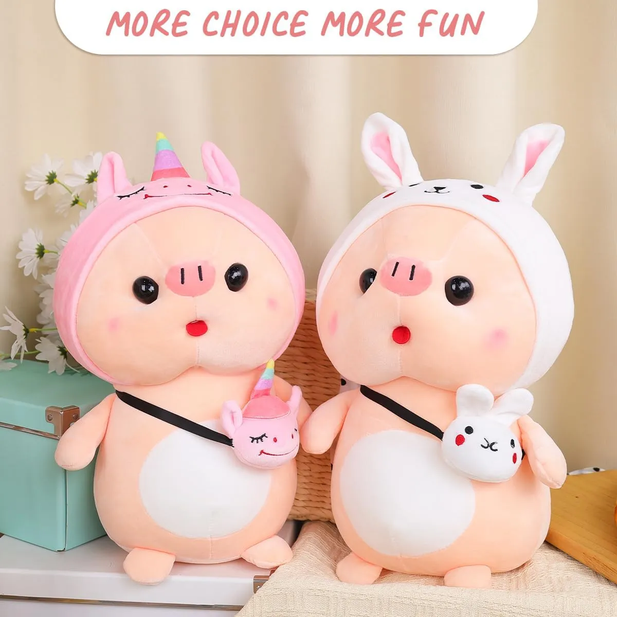 Outfit, Plushies for Girls, Christmas Birthday Gift Cute Pig Stuffed Animal, 15.7" temperate disadvantageous Pig Plush with Rabbit 