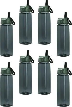 oz BPA Free Tritan Sports Flair Bottle With Ring Straw Lid gentility recreational (Smoke 8 Pack) 26 