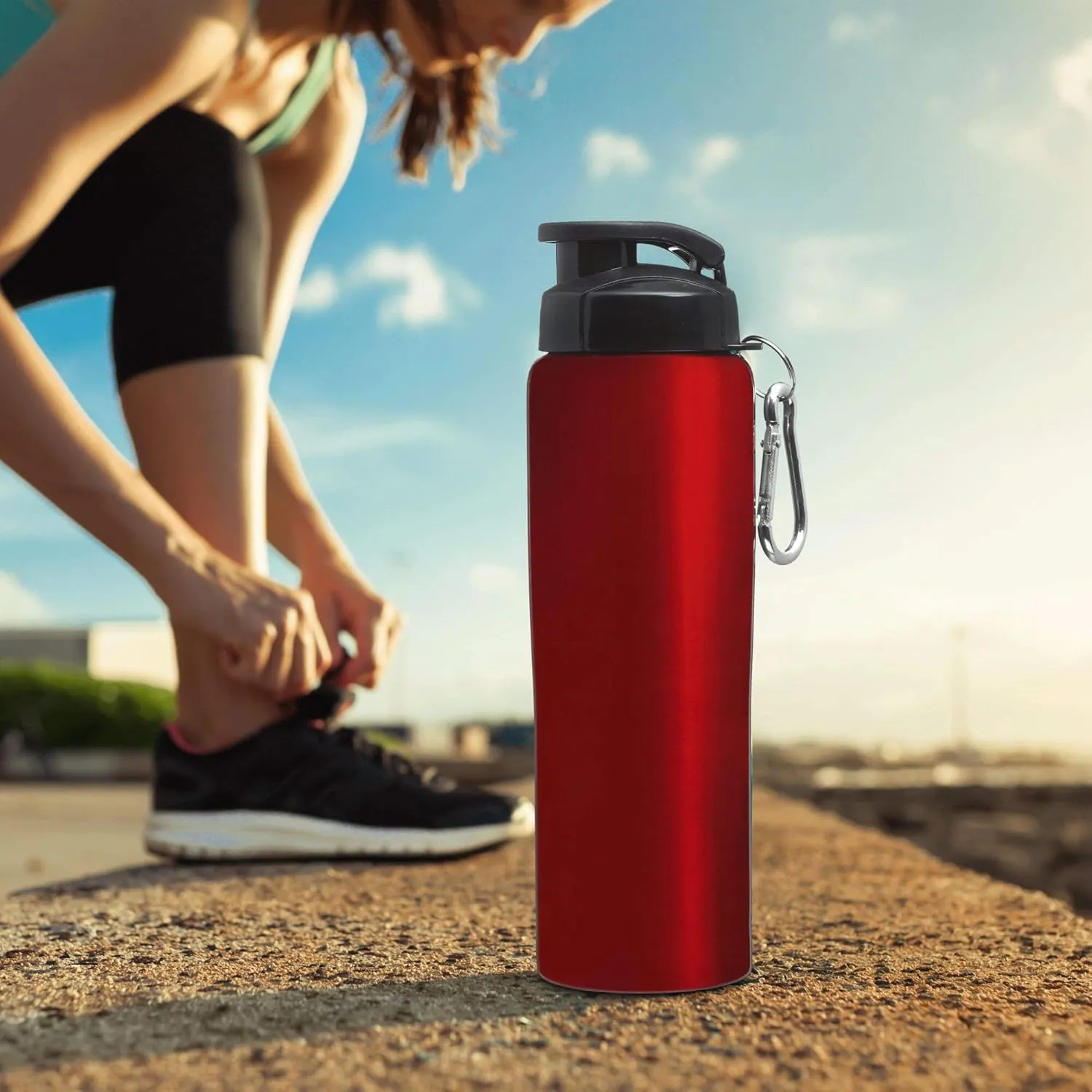 oz. Set of 6, responsible Bulk Pack - Non Insulated, Great for Gym, Hiking, Cycling, School - Red DISCOUNT PROMOS Sicilia Stainless Steel Sports Bottles 27 
