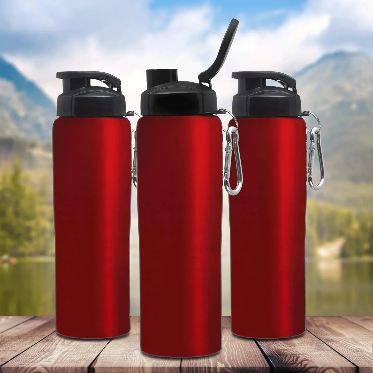 oz. Set of 6, responsible Bulk Pack - Non Insulated, Great for Gym, Hiking, Cycling, School - Red DISCOUNT PROMOS Sicilia Stainless Steel Sports Bottles 27 