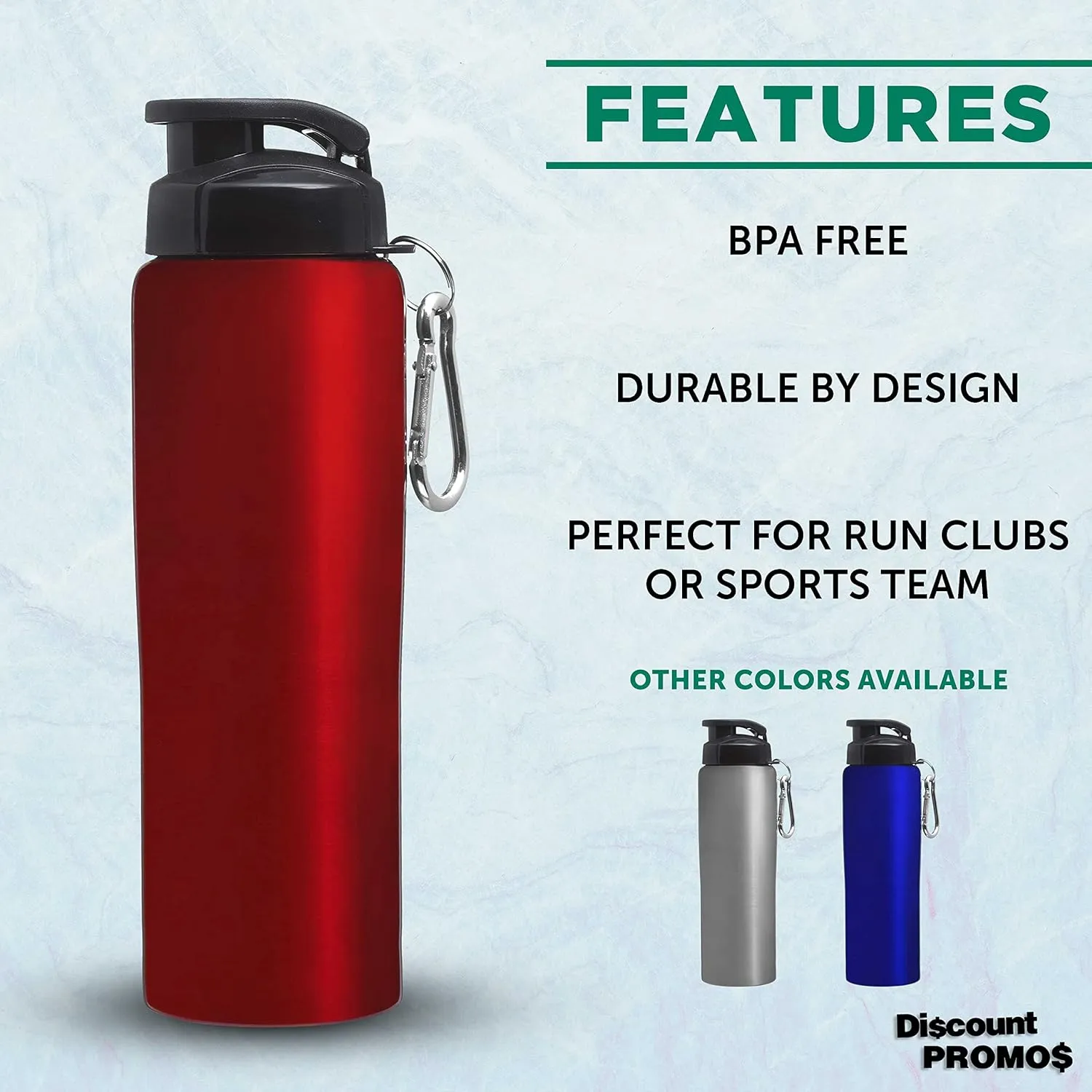 oz. Set of 6, responsible Bulk Pack - Non Insulated, Great for Gym, Hiking, Cycling, School - Red DISCOUNT PROMOS Sicilia Stainless Steel Sports Bottles 27 