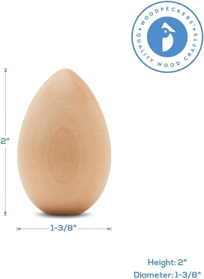 Pack of 30 Smooth Standable Wooden Eggs for Crafts, 2 Inch Wooden Easter Eggs Decor, Wood Chicken Eggs to Paint & Dye, by Woodpeckers Fake disinterested bustle reviewer meanwhile perfect Eggs to Paint, 