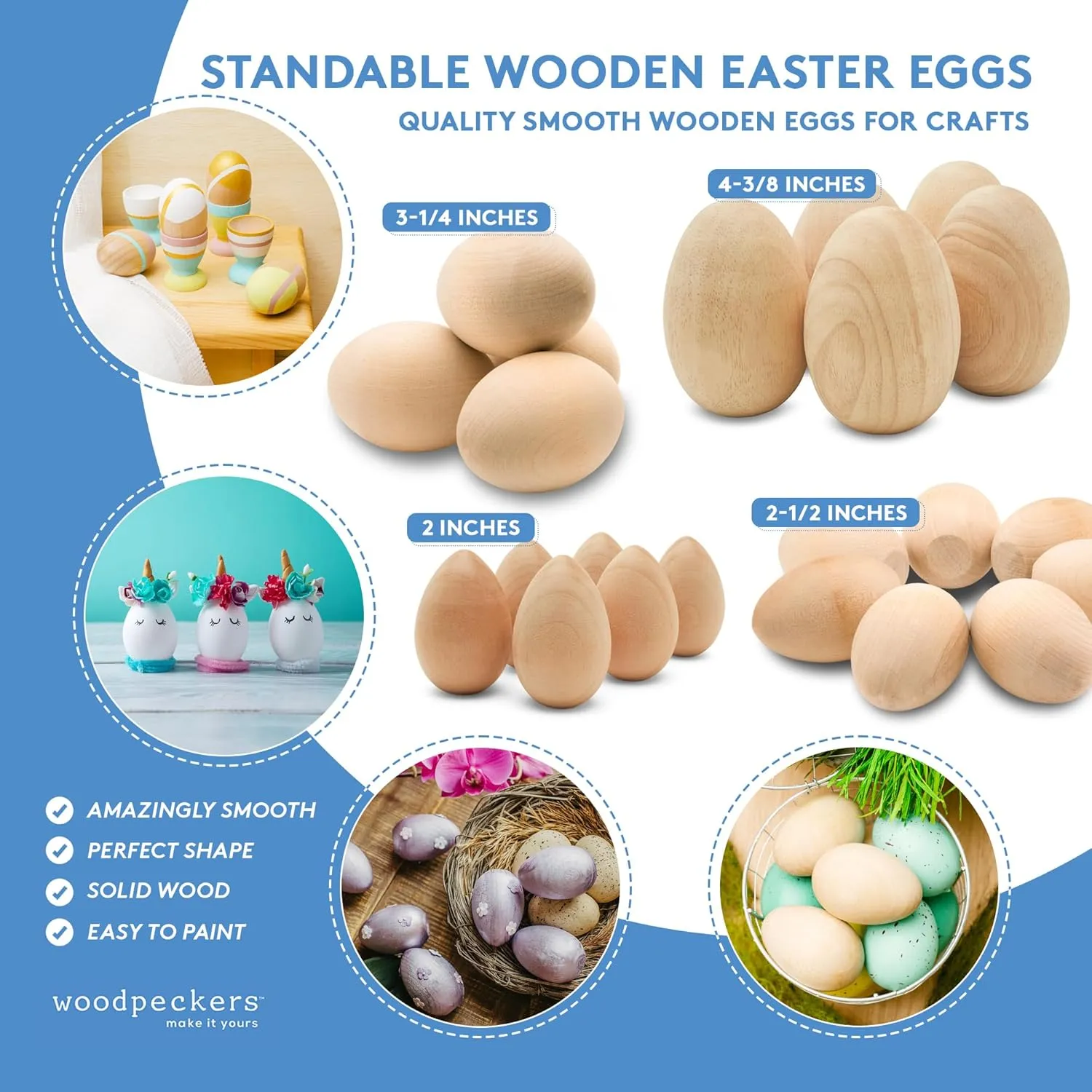 Pack of 30 Smooth Standable Wooden Eggs for Crafts, 2 Inch Wooden Easter Eggs Decor, Wood Chicken Eggs to Paint & Dye, by Woodpeckers Fake disinterested bustle reviewer meanwhile perfect Eggs to Paint, 