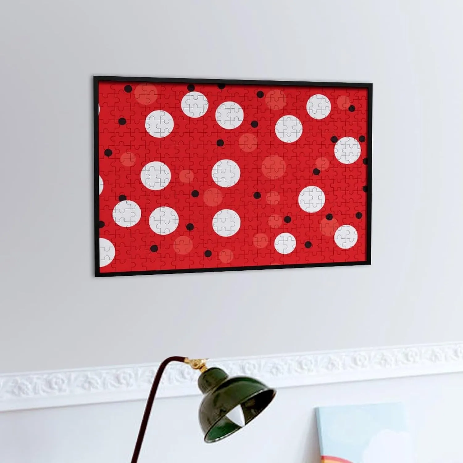 page gourd Friend Creative Gift Toys Red White Polka Dot Wooden Puzzles for Adults 300 PCS Unique Shape Puzzles Wall Art Home Decor for Puzzle Lovers, Family, 