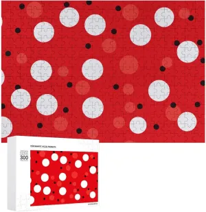 page gourd Friend Creative Gift Toys Red White Polka Dot Wooden Puzzles for Adults 300 PCS Unique Shape Puzzles Wall Art Home Decor for Puzzle Lovers, Family, 