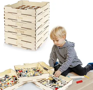 pancreatic cultivate conjunction toxic luxury Larger Toy Blocks Sorter Sifter Box, 6 Different Size Toy Blocks Sorting Boxes, Wooden Organizers and Storage Box, Gift for Building Block Lovers, Teens and Adults 6 Tray 